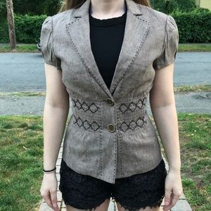 BCBGMaxazria XS cap sleeve brown blazer
